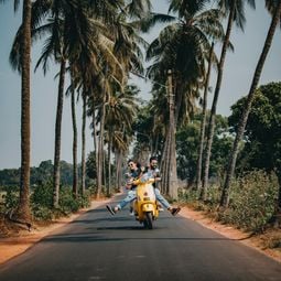 3 friends enjoying on scotty on Goa road